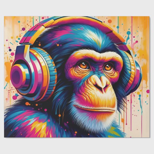 Banksy DJ Monkey Gorilla Geschenkpapier (Flach)