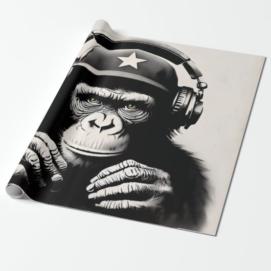 Banksy DJ Monkey Gorilla Geschenkpapier (Ungerollt)