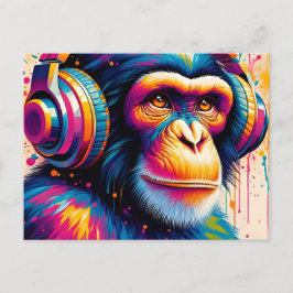 Banksy DJ Monkey Gorilla Postkarte