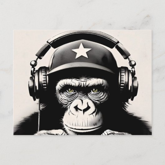 Banksy DJ Monkey Gorilla Postkarte (Vorderseite)
