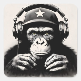 Banksy DJ Monkey Gorilla Quadratischer Aufkleber