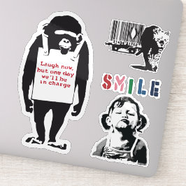 Banksy Graffiti grunge Vinyl Laugh Aufkleber Set