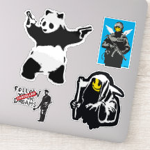 Banksy Graffiti grunge Vinyl Panda Aufkleber Set