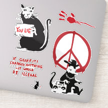 Banksy Graffiti grunge Vinyl Rats 2 Aufkleber Set