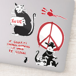 Banksy Graffiti grunge Vinyl Rats 2 Aufkleber Set
