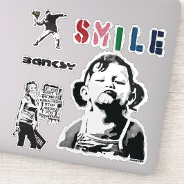 Banksy Graffiti grunge Vinyl Smile Aufkleber Set