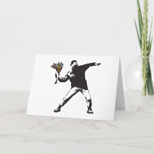 Banksy-Liebe ist in der Luft Blume werfen halftone Dankeskarte (Vorderseite)
