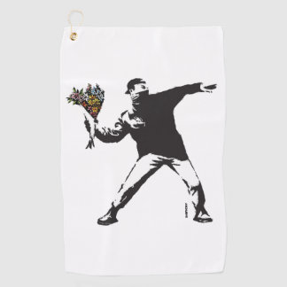 Banksy-Liebe ist in der Luft Blume werfen halftone Golfhandtuch
