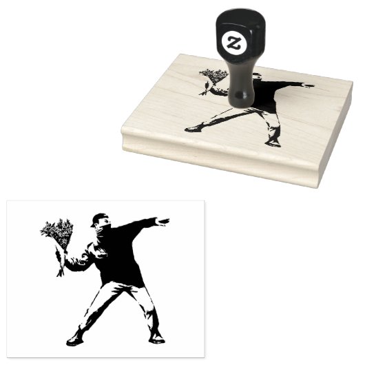Banksy-Liebe ist in der Luft Blume werfen halftone Gummistempel (Stempel)
