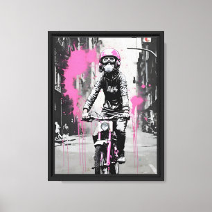 Banksy Style Pink Helmet Girl on Bike Leinwanddruck