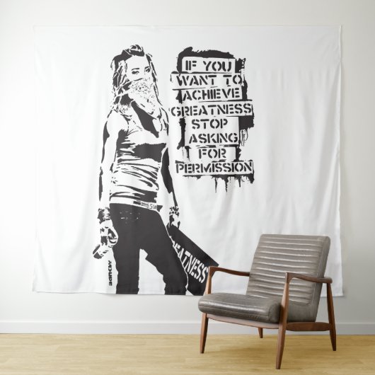 Banksy Wenn Sie gewollt, um Größe schwarz zu errei Wandteppich (Beispiel (Horizontal))