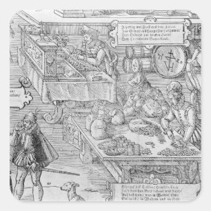 Bankwesen-Szene Quadratischer Aufkleber