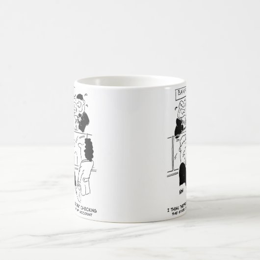 Bankwesen. Überprüfen des Staat eines Bankkontos Kaffeetasse (Mittel)
