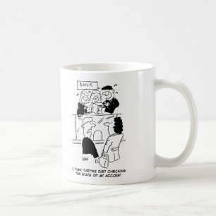 Bankwesen. Überprüfung des Zustands eines Bankkont Kaffeetasse