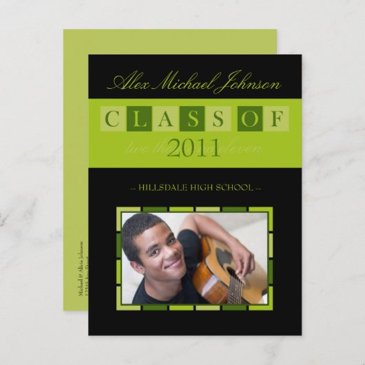 Banner Abschluss Ankündigung Postkarte (Limon) (Vorne/Hinten)