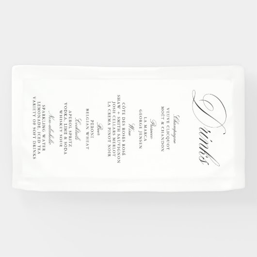 Banner auf dem Bar "Black & White Wedding Drinks" (Horizontal)