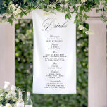 Banner auf dem Bar "Black & White Wedding Drinks"<br><div class="desc">Dieses elegante Hochzeitsgetränkeschild zeichnet sich durch ein raffiniertes, grün-schlüpfes Skript aus, das mit klassischer Serifenschrift auf einem sanften, neutralen Hintergrund gepaart ist. Dieses Schild, das von Champagner, Prosecco, Wein, Bier, Cocktails und alkoholfreien Optionen organisiert wird, verleiht Ihrem Bar Charme und Klarheit. Ideal für Gartenhochzeiten, formelle Empfänge im Freien oder zeitlose...</div>
