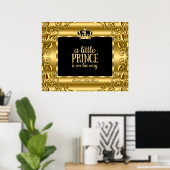 Banner Baby Shower Little Prince Gold Black 3 Poster (Heimbüro)