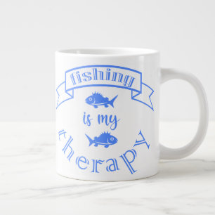 Banner Band Zitat Fischen ist meine Therapie Jumbo-Tasse