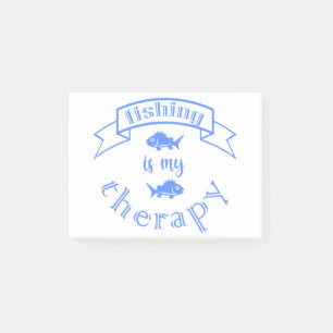 Banner Band Zitat Fischen ist meine Therapie Post-it Klebezettel