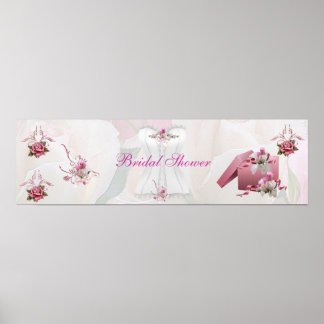 Banner Brautparty Weißrosa Korsett Poster