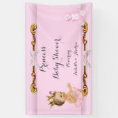 Banner Brünett Princess Baby Dusche Pink Gold (Vertikal)