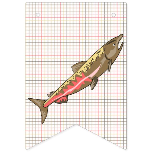 Banner - Chinook Lachs auf Kariert (Erste Fahne)