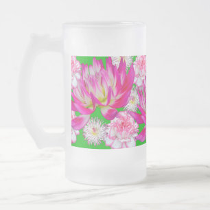 Banner der Blume Dahlia, Dianthus und Bellis Mattglas Bierglas