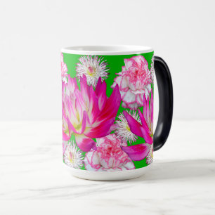 Banner der Blume Dahlia, Dianthus und Bellis Verwandlungstasse