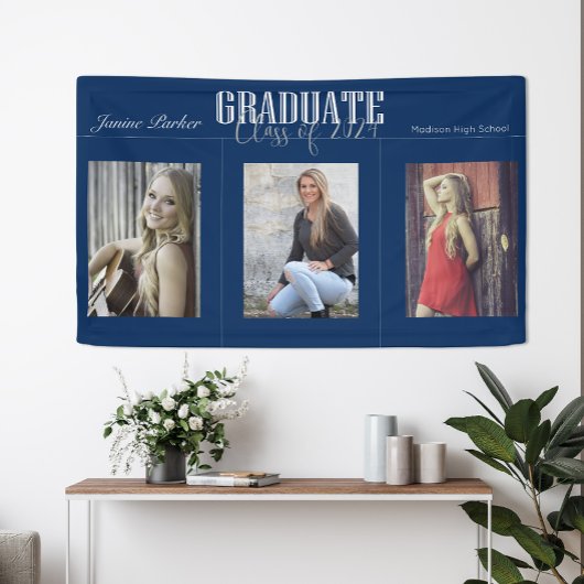 Banner der einfachen, modernen Blue Foto Graduatio