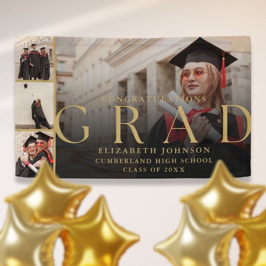 Banner der Gold Foto Collage Modern Graduation Par