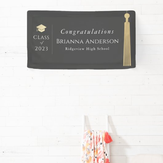 Banner der Gold Tassel & Cap Gray Graduation Party (InSitu)