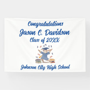 Banner der niedlichen Bunny Graduation Party Blau