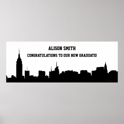 Banner der NYC Skyline Silhouette Graduation Party Poster (Vorne)