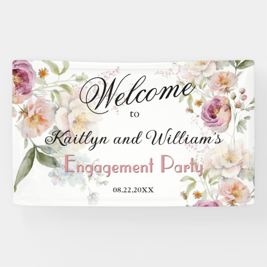 BANNER Elegant Floral Engagement Party Welcome (Horizontal)