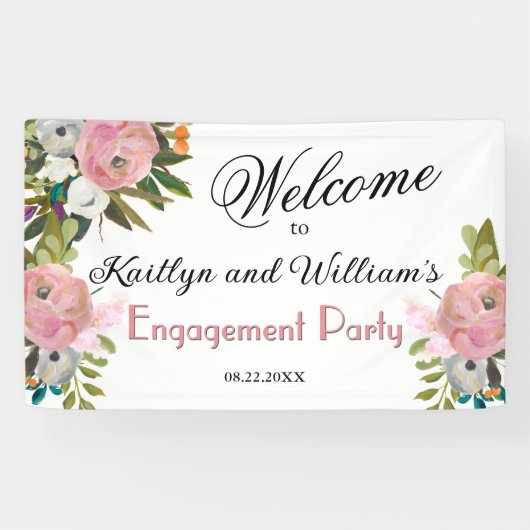 BANNER Elegant Floral Engagement Party Welcome (Horizontal)