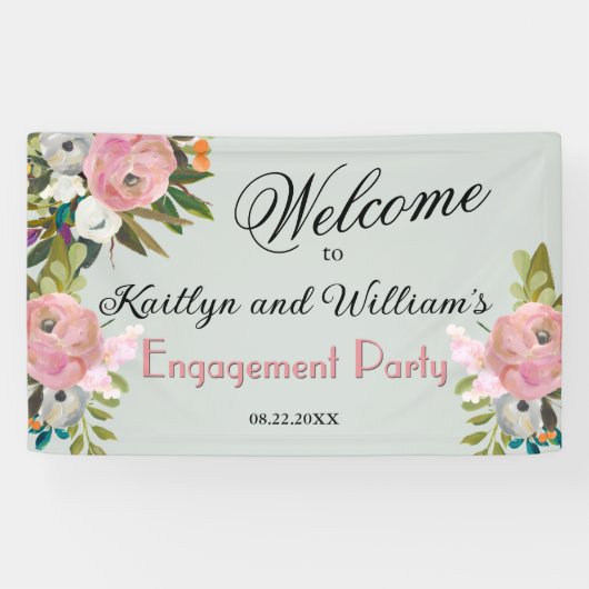 BANNER Elegant Floral Engagement Party Welcome (Horizontal)
