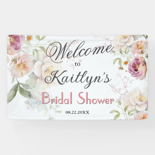 BANNER Elegante Florale Hochzeitsdusche Willkommen (Horizontal)