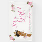 Banner Ethnic Princess Baby Dusche Rosa Blütenbrau (Vertikal)