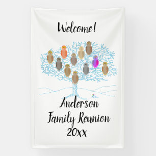 Banner - Familienbaum mit Eulen