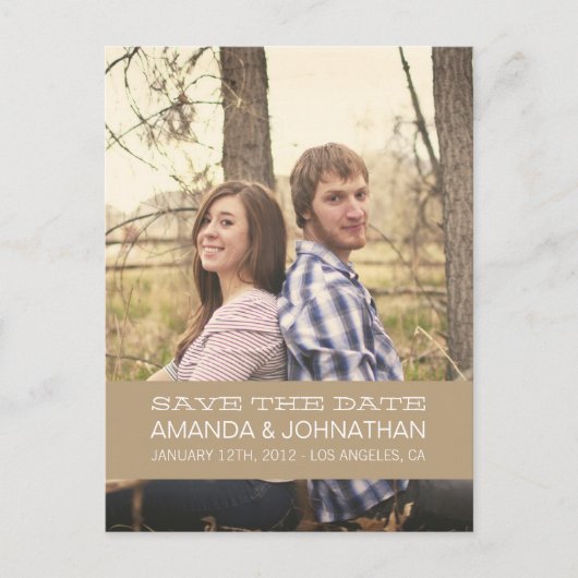 Banner Foto Brown Save the Date Postkarten (Vorderseite)