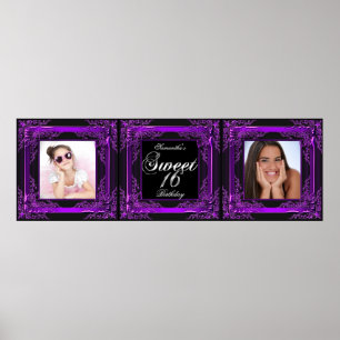 Banner Foto Sweet 16 Party Lila Schwarz Poster
