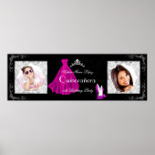 Banner Fotos hinzufügen Quinceanera Party Rosa Sch Poster (Vorne)