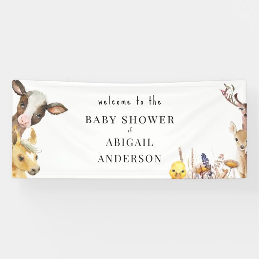 Banner für Baby-Dusche von Landtieren (Horizontal)
