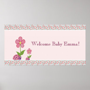 Banner für Baby-Party mit Marienkäfern Poster