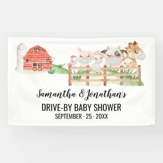 Banner für Baby Shower Farm Baby Animals (Horizontal)