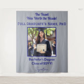 Banner für benutzerdefinierte Abschluss Foto Navy  Wandteppich (Vorderseite)