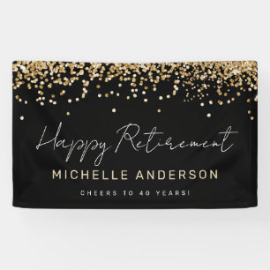 Banner für das Party "Black and Gold Glitzer Retir