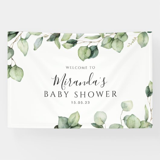 Banner für die grüne Babydusche Botanischer Hinter (Horizontal)