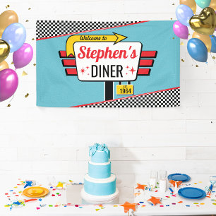 Banner für Diner Retro Birthday Party Sock Hop aus